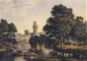 Warwick Castle with Cattle (mk47) John glover